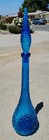 Mid Century Empoli Genie Decanter Bottle Blue Hobnail Glass W Stopper 22  Nice 
