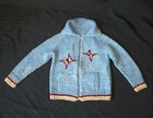 1960s Vintage Child s Hand Knit Cowichan Sweater W puppies   Butterflies