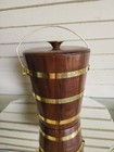 Midcentury Vintage Vermillion Walnut Wood Ice Bucket