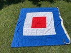 1970s Vintage U s  Navy International Maritime Signal Flag W Whiskey 51x52   