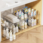 1pc 2   tier Pull   out Sink Organizer     Transparent Stackable Cabinet Box - New