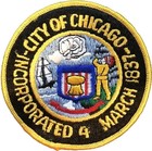 City Of Chicago Seal Patch  Blue Border  Size 4  - Large