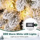 7 Ft Pre-lit Flocked Christmas Tree Pop-up Xmas Tree With Pine Needles