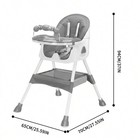 3 In 1 Foldable Baby High Chair Convertible Toddler Feeding Seat Portable Grey