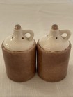 Vintage Brown Jug Crock Ceramic Pair Of Salt   Pepper Shakers    vivian Pottery   