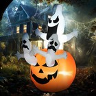 6ft Halloween Inflatables Outdoor Pumpkin And Ghosts Blow Up Led Yard Decor