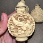 Antique Chinese Carved Resin Snuff Bottles Lot 4 Ornate   Box All Marked Signed