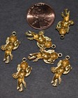Vintage 6 Cherub Brass Pendant Charms Stampings 21mm Tiny Beads