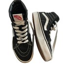 Vans Retro Sneakers Sz 2 Youth Kids Shoes Black White Suede Canvas High Top