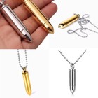 Stainless Steel Bullet Cremation Jewelry Pendant Keepsake Memorial Urn Necklace