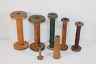 Antique Lot 7 Industrial Wooden Textile Spools Bobbins Vintage Wood Primitive