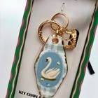 Piper K Swan Keychain Bag Charm Gold Crown Accent Cute Purse Accessory