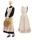 White Vintage Maid Ruffle Apron For Women Colonial Pioneer Peasant Apron Pina   