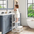 New-toddler Tower With Chalkboard  Height Adjustable Toddler Kitchen Stool Helpe
