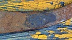 Vintage Hand Forged Iron Knife Engraved Silver Work On Blade Wood Handle M5