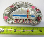 Vintage Aloha Hawaii State Metal Souvenir Ash Tray Surfer Beach Japan
