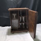 Vintage Wooden Book Box Hidden Bar Set Decanter   4 Shot Glasses Shakespeare