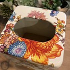 Mackenzie Childs White Flower Market Square Tissue Box Cover-5   x5   x5   