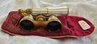 Vintage Lemaire Paris Mother Of Pearl Opera Glasses   Embroidered Pouch Mop