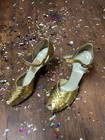 Vintage 1930s 1940s Gold Golden Art Deco Pinup Showgirl Burlesque Heels Shoes