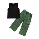 Toddler Kids Baby Girl Sleeveless Tops Pants Green Outfits Set Clothes Tracksuit