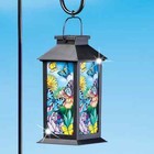 Solar Lighted Stained Glass Look Butterfly Garden Lantern W  Shepherd s Hook