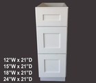  12   W X 21  D - 3 Drawers White Shaker Bathroom Vanity Base Cabinet Solid Wood