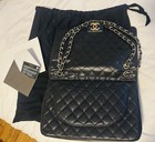 Chanel Black Quilted Leather Flap Shoulder Bag Cc Logo Chain Strap Gold Hw