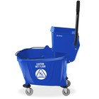 33 Quart Commercial Mop Bucket With Side Press Wringer  Blue