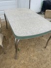 Vintage  1950s Chrome And Formica Kitchen Table With Extra Leaf And Four Chairs