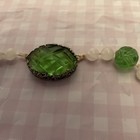 Antique Czech Glass Bead Necklace Carved Cabochon Clasp Silver