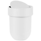 Umbra 1 6 Gal Touch Plastic Swing Top Lid Bathroom Trash Can  White Soft Surface