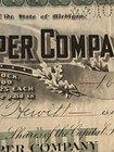 Auq Wyandot Copper Mining        Company Stock Certificate Keweenaw Michigan Mi