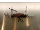 Vintage Swan Multi-tool Stag Handle Survival Knife 8 Tool