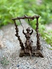 Vintage Bronze Lady On Swing Statue     Signed Moreau     Antique Art Nouveau Style