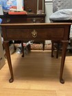 Two Baker Traditional Wood End   Side Tables With  Drawer   Antique Brass Handle