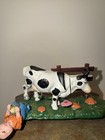 Vintage Rare Cast Iron Kicking Farmer Cow Mechanical Coin Bank