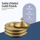 3 Stackable Communion Bread Plate Set   Stainless Steel     Matte Gold Finish