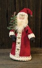 New Primitive Santa Doll Sitter Long Coat Vintage Look Father Christmas 16 hx8 w