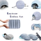Foldable Cat Tunnel Bed 2-in-1 Interactive Cat Cave   Play Tunnel Toy Blue