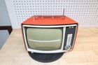 Vintage 1960 s General Electric Ge M112yrd 10 5    Portable B w Crt Tv Retro Red