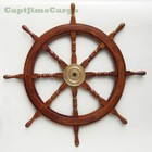 36  Large Boat Ship Wooden Steering Wheel Brass Center Nautical Wall Decor Gift