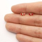 Kids 14k Gold Enamel Butterfly Baby Screw Back Stud Earrings 4 5mm