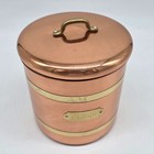 Vintage Copper   Brass Flour Canister With Lid   Brass Accents