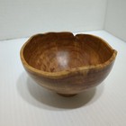 Vtg Maple Burl Wood Turned Bowl Artist Signed 3 75 x 3 5 x 2 25  Sealed Cracked