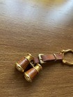 Vintage Leather Novelty Opera Glasses Binoculars Keychain Made In Italy