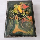 Vintage Russian Palekh Lacquered Papier-m  ch   Box Signed  Rare
