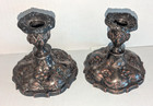 Vintage Silver Plated Candlesticks Pair Flower Floral Motif Ornate Set Of 2 C6
