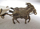 Antique French Palais Royal Mother Of Pearl Half Shell Cart Pulled By Two Goats
