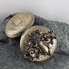 French Fleur De Lis Locket Necklace Vtg Art Nouveau Design Antique Brass Pendant